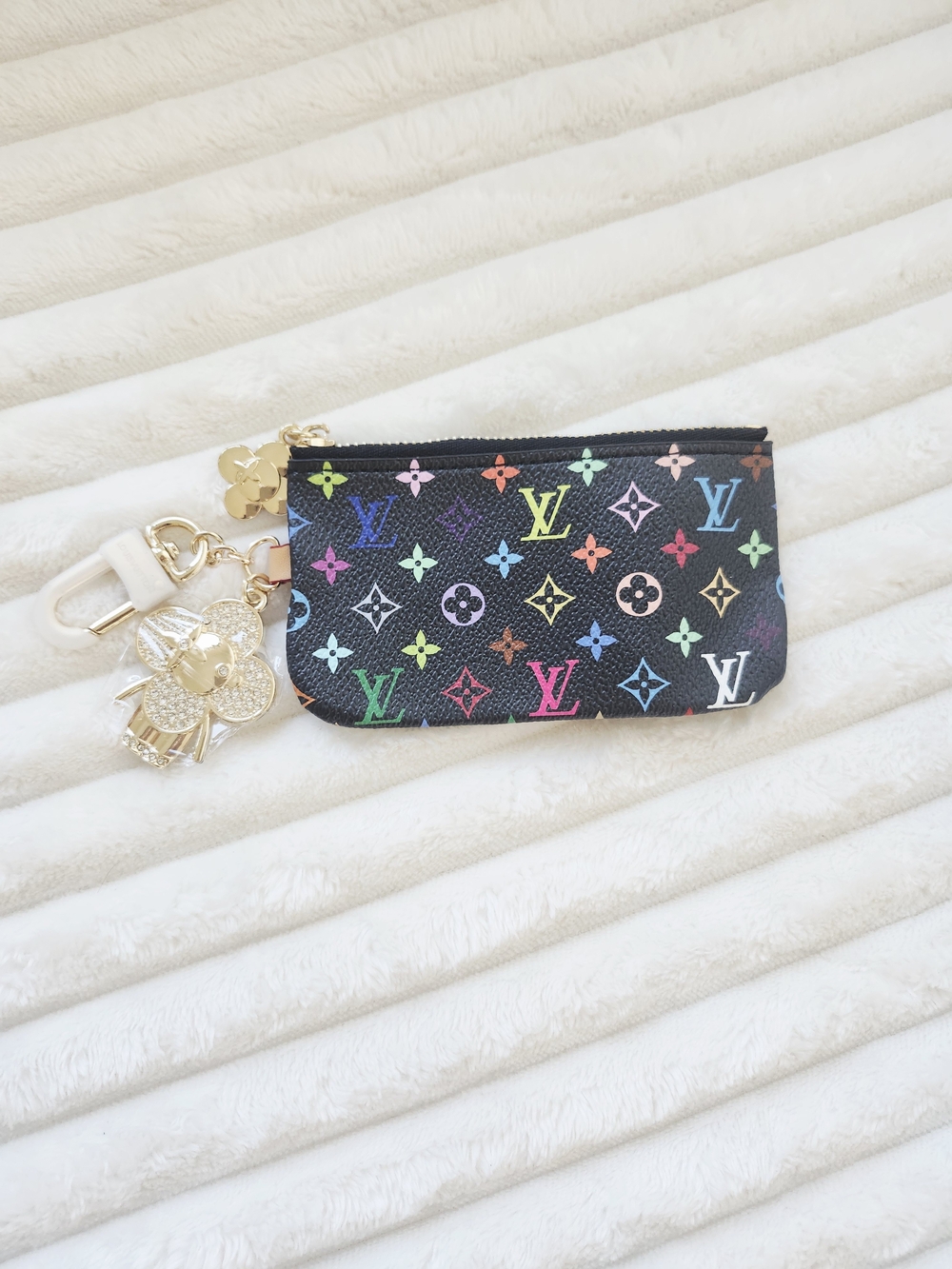 Louis Vuitton Multicolore Monogram Pochette Cles Key Pouch Black Coin Case - Picture 2 of 7
